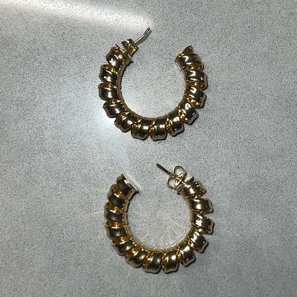 Gold Layered Smooth Curled Hoops - Picture 4 of 6